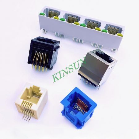 Conector RJ de entrada superior - Conector RJ de entrada superior montado en PCB